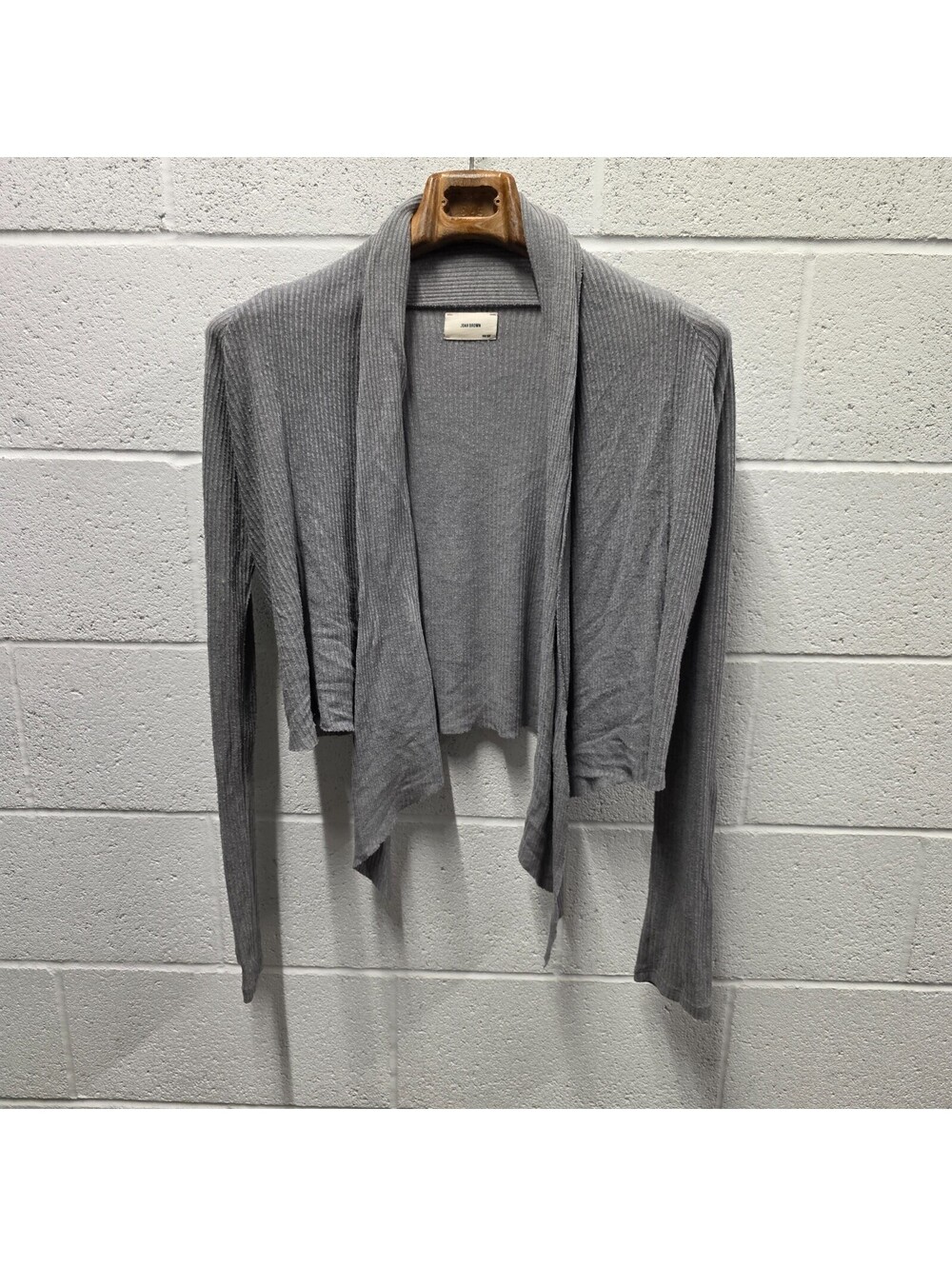 Joah Brown Front Tie Cardigan - Grey Gray Rib Sweater Knit Soft One Size